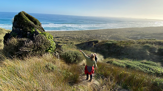 Adrian and Rachel exploring the Island’s beautiful landscape.