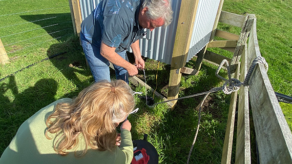 Adrian and Rachel sampling a bore