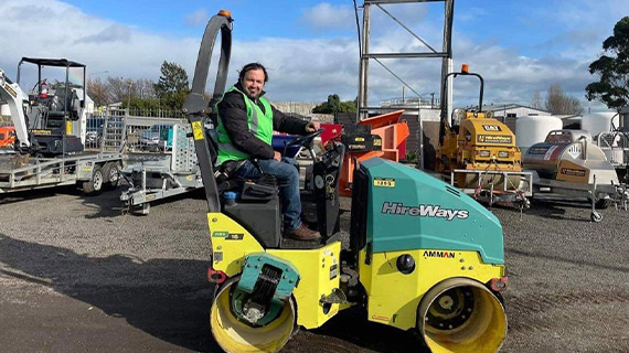 Driver operating special equipment: a HireWays roller. 